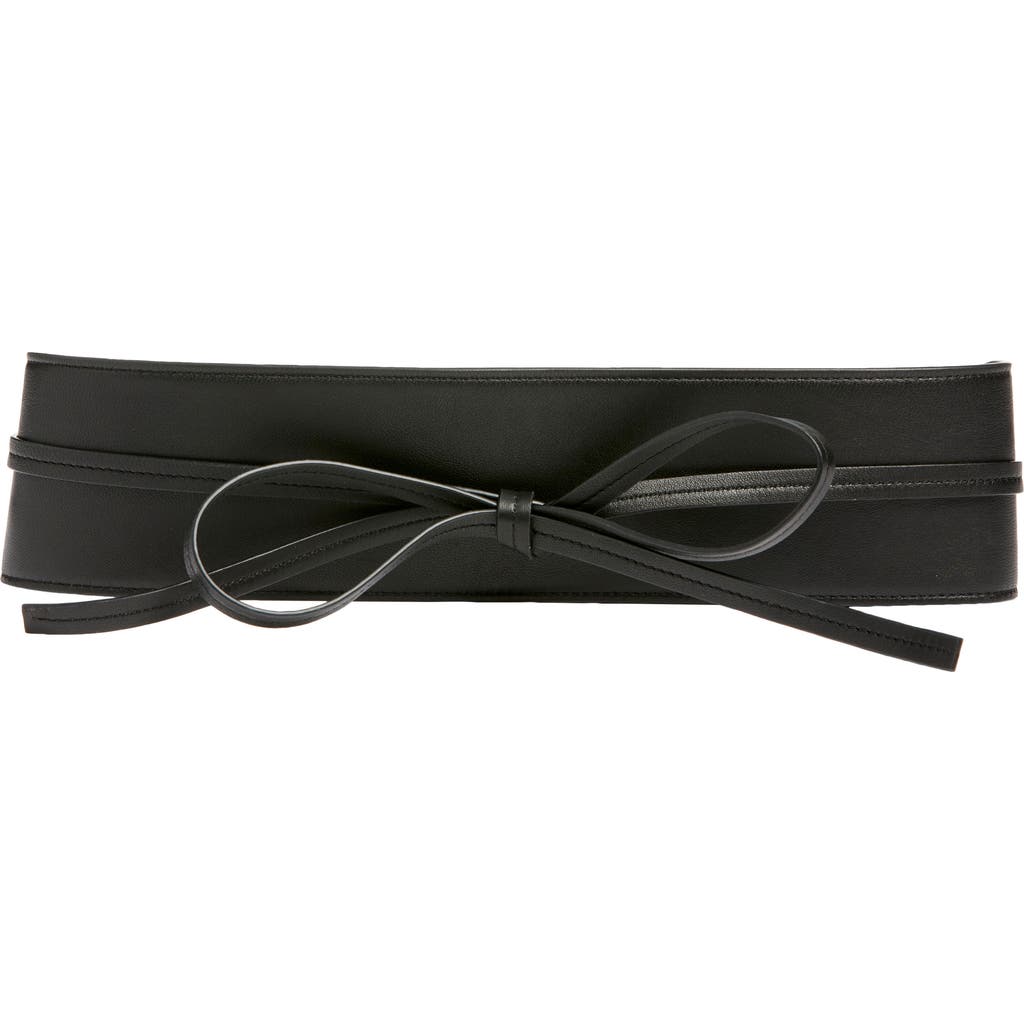 Eileen Fisher Obi Bow Leather Belt In Black