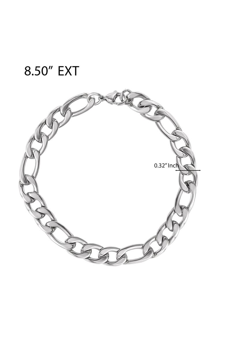 Stainless Steel Figaro Chain & Bracelet Set, Alternate, color, 48