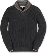 Hope & Henry Kids' Organic Long Sleeve Shawl Collar Sweater with Intarsia Detail
