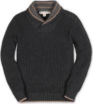 Hope & Henry Kids' Organic Long Sleeve Shawl Collar Sweater with Intarsia Detail