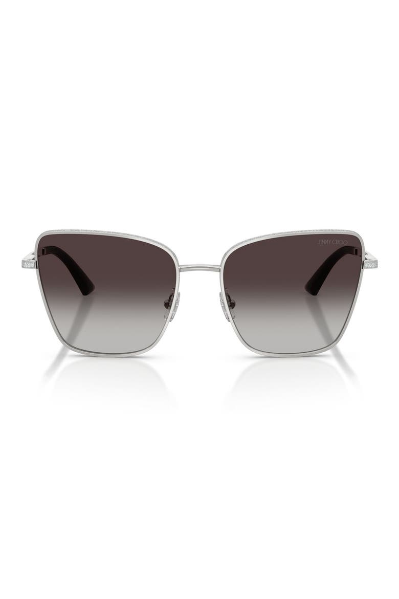 55mm Gradient Square Sunglasses, Main, color, SILVER / GRADIENT GRAY