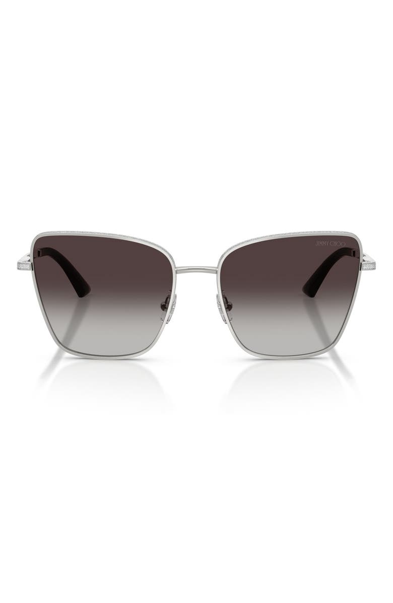 Jimmy Choo 55mm Gradient Square Sunglasses, Main, color, Silver / Gradient Gray