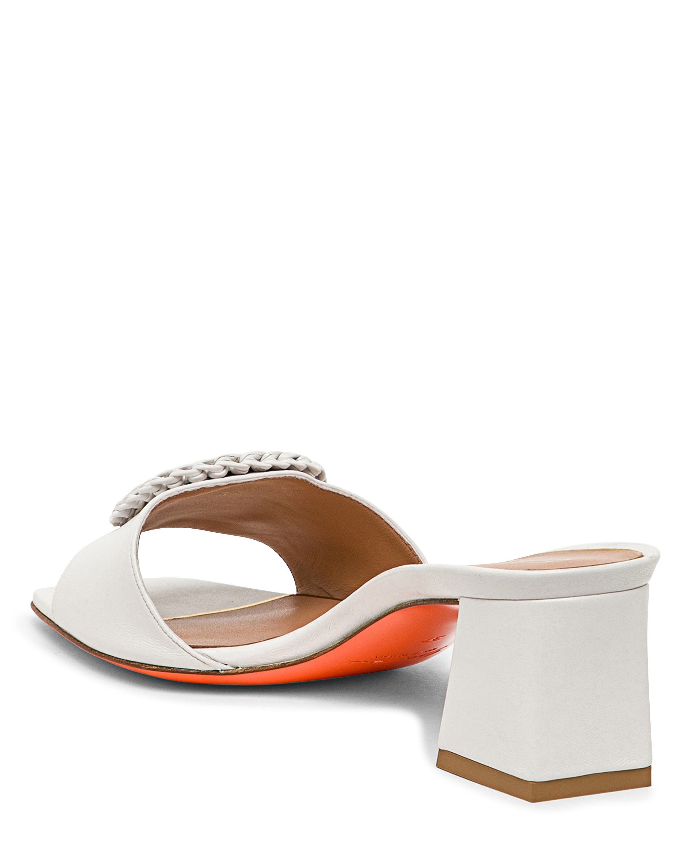 Santoni Women's leather mid-heel sandal, Alternate, color, White