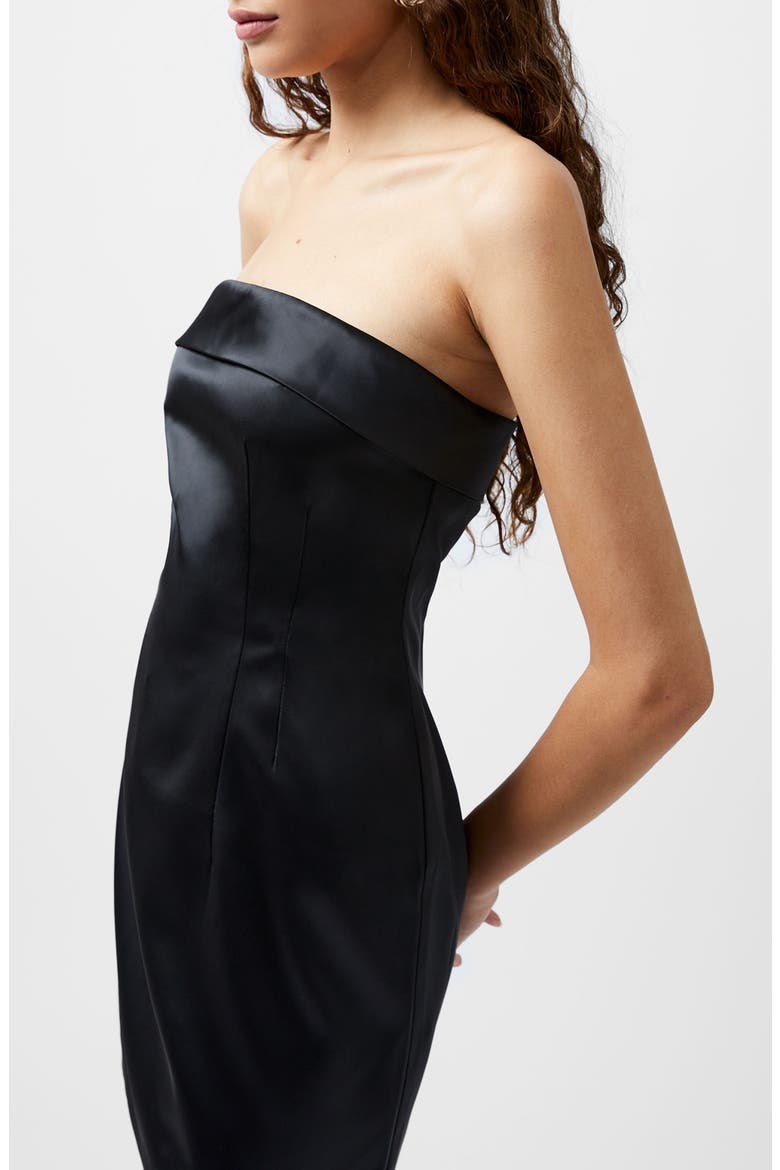 Satin Strapless Minidress, Alternate, color, BLACK