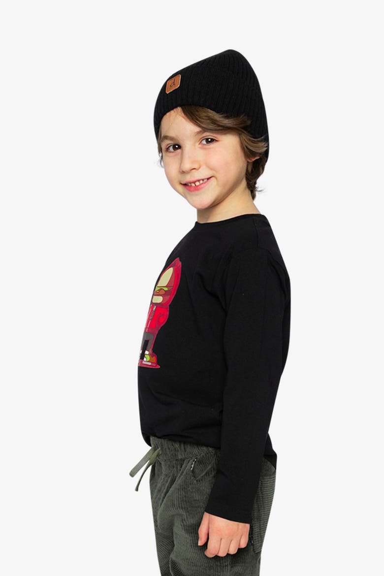 Organic Cotton Crew Neck Street Graphic Long Sleeve T-Shirt, Alternate, color, Black and Red