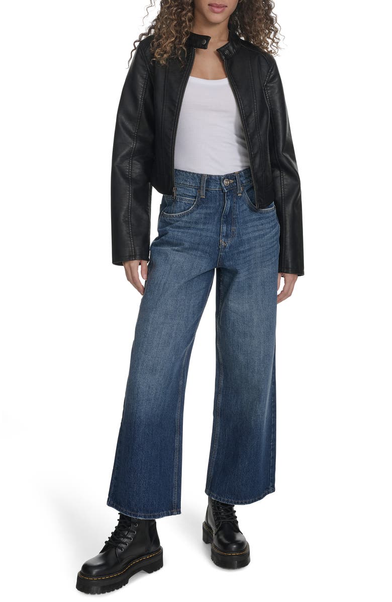 Levi's<sup>®</sup> Faux Leather Racer Jacket, Alternate, color, Black