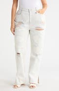 Good American The Khlo Distressed Straight Leg Jeans