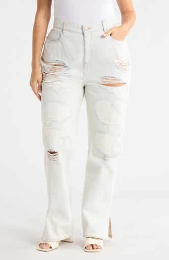 Good American The Khlo Distressed Straight Leg Jeans