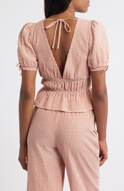WAYF WAYF X STYLED BY COCO! NINA GINGHAM SEERSUCKER TIE FRONT TOP 