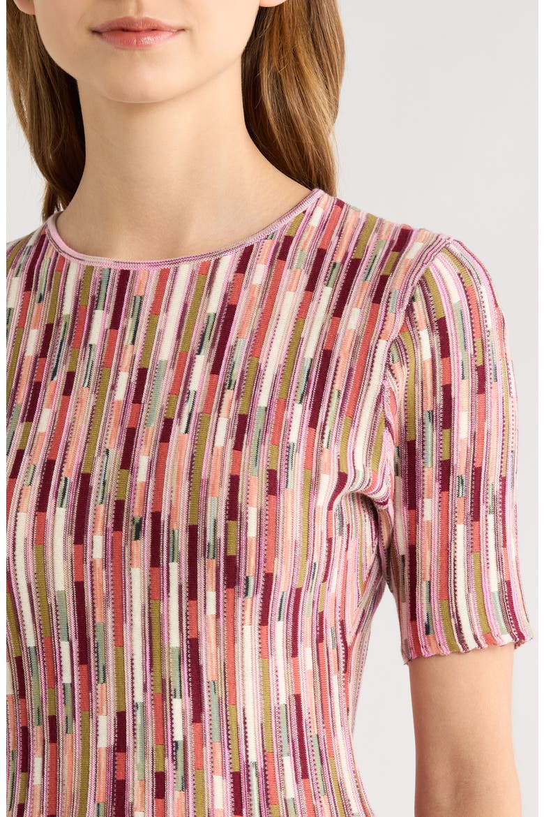 Samira Mulitcolor Short Sleeve Top, Alternate, color, ROSEWOOD