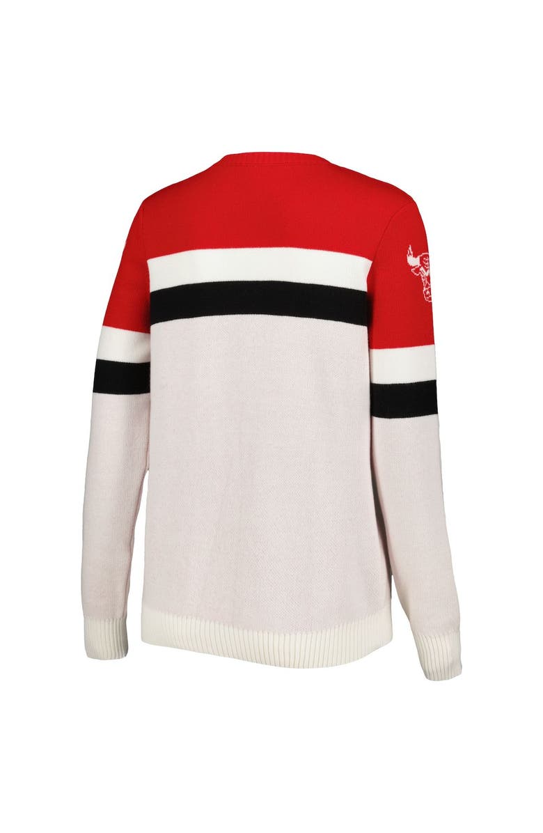 LUSSO Women's Lusso Red/Cream Chicago Bulls Dominique Pullover Sweater, Alternate, color, Red
