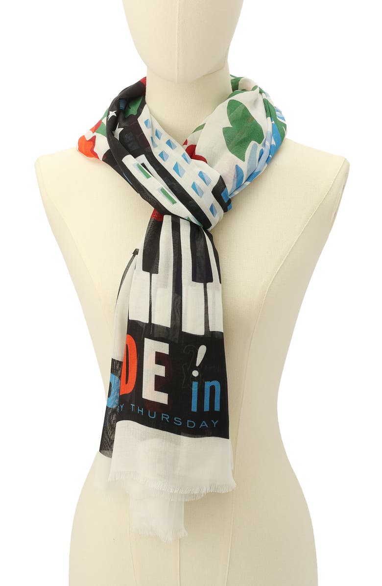 Kate Spade New York central park jazz night oblong scarf, Alternate, color, White Multi