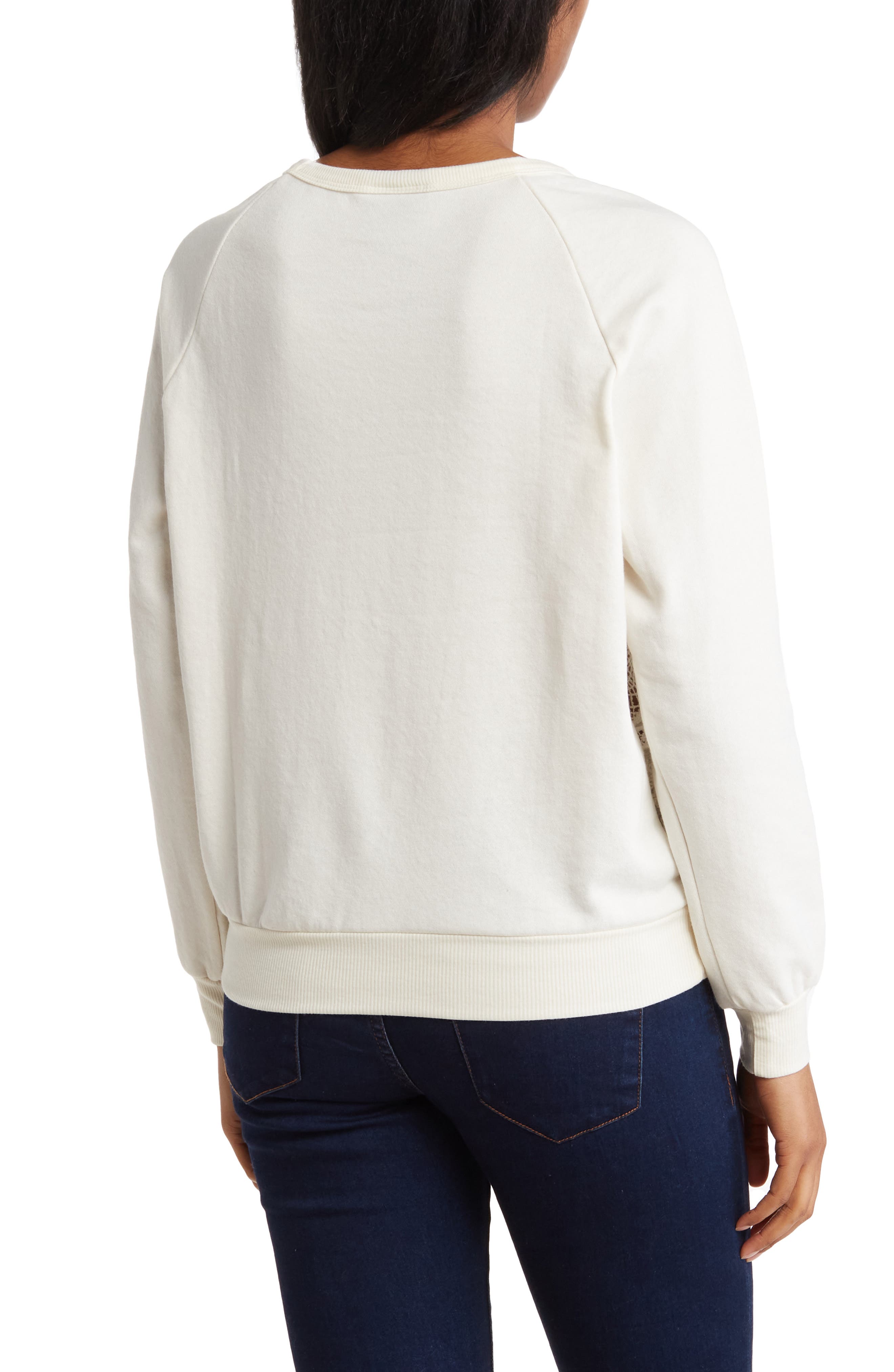 Lace Panel French Terry Pullover - image 2