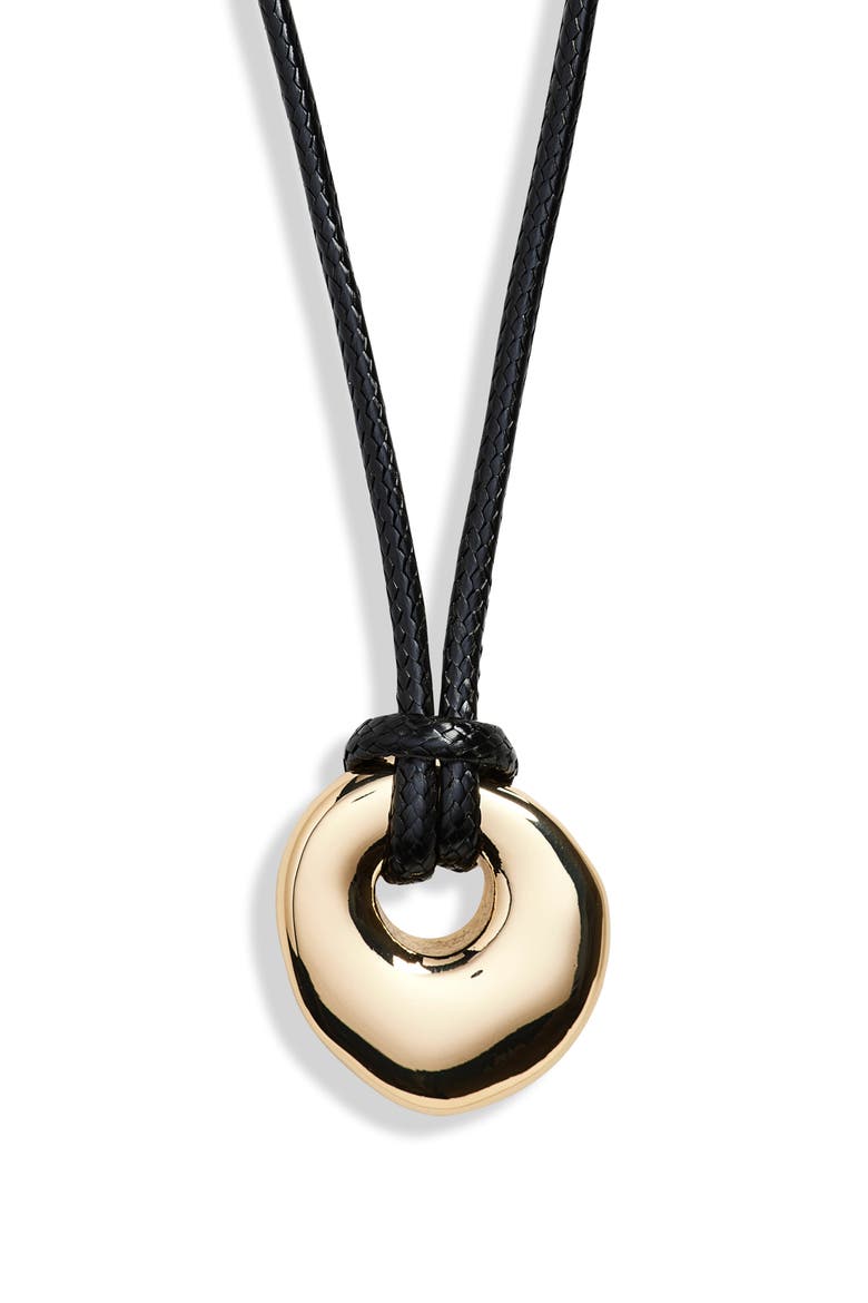 Molten Disc Pendant Necklace, Main, color, BLACK- GOLD