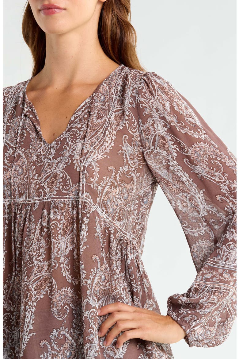 Paisley Peasant Top, Alternate, color, BROWN PAISLEY