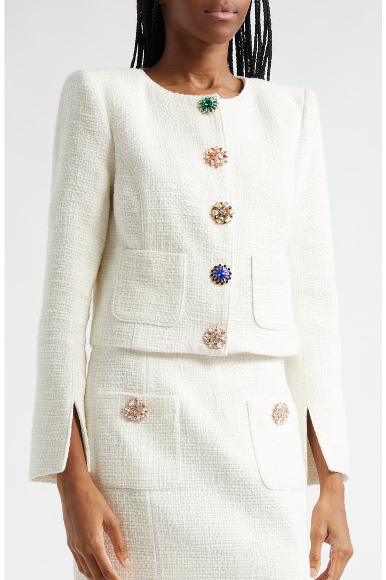 Randi Tweed Jacket, Alternate, color, GARDENIA
