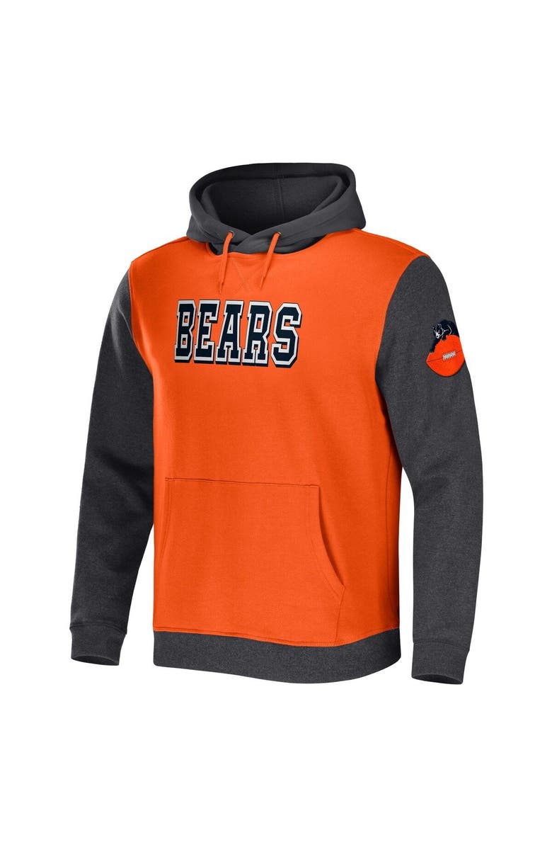 NFL X DARIUS RUCKER Men's NFL x Darius Rucker Collection by Fanatics Orange/Heather Charcoal Chicago Bears Colorblock Pullover Hoodie, Alternate, color, Orange