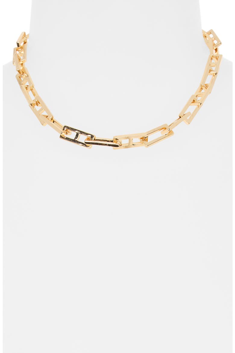 Rectangle Link Necklace, Alternate, color, GOLD