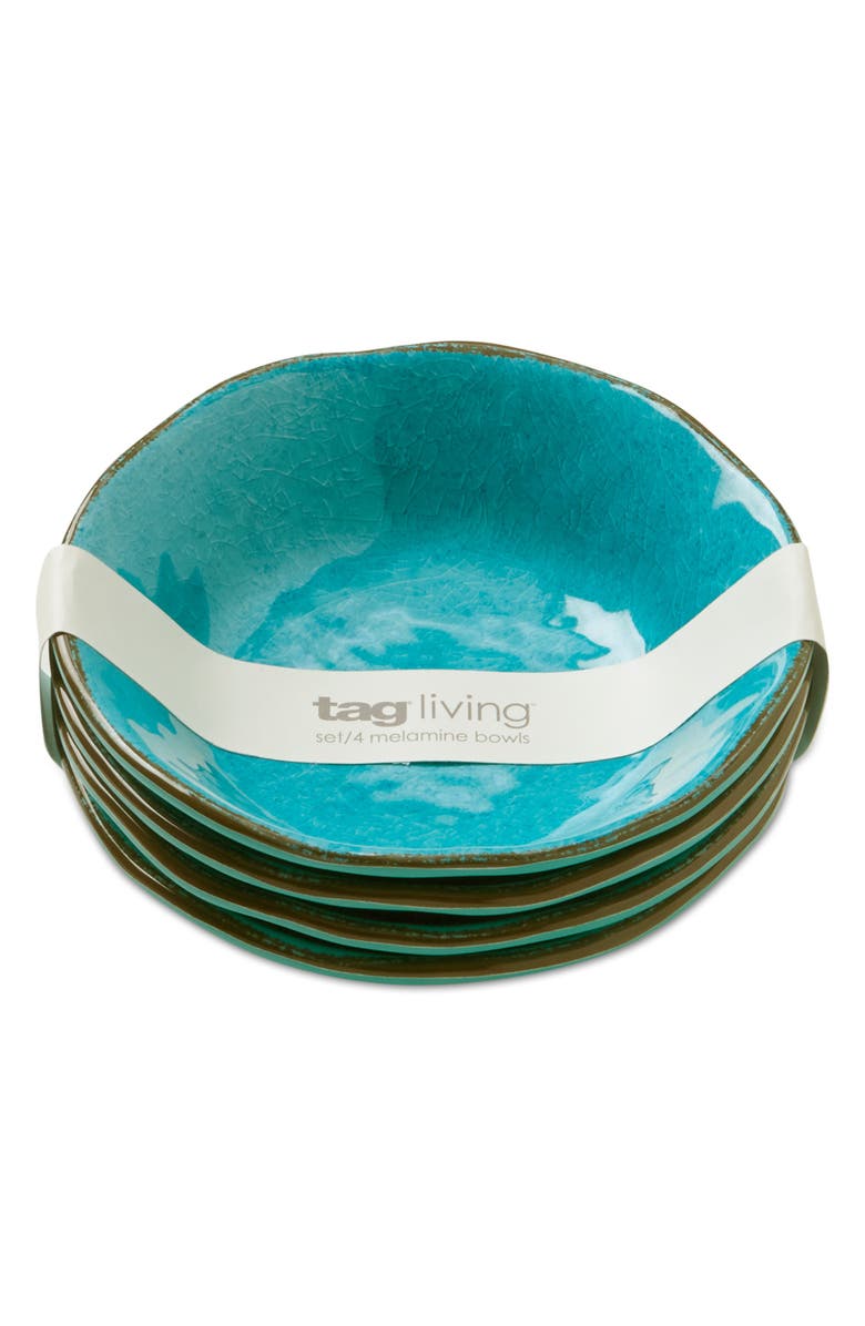tag Veranda Melamine Bowls Set of 4 Ocean Blue Dining Salad, Main, color, Blue