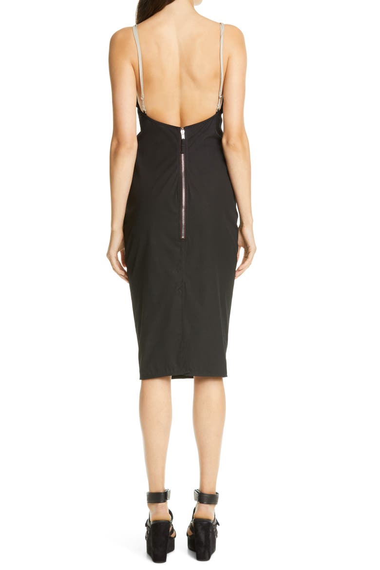 Hook Strap Satin Panel Dress, Alternate, color, BLACK