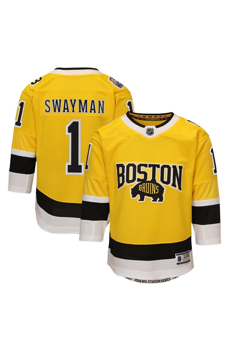 Outerstuff Youth Outerstuff Jeremy Swayman Gold Boston Bruins 2026 NHL Stadium Series Premier Jersey, Main, color, Gold