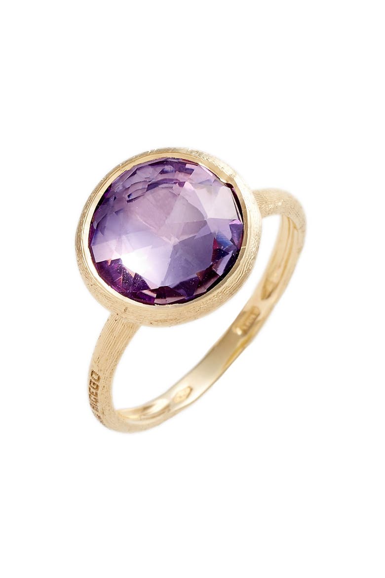 Stackable Semiprecious Stone Ring, Main, color, YELLOW GOLD/ AMETHYST