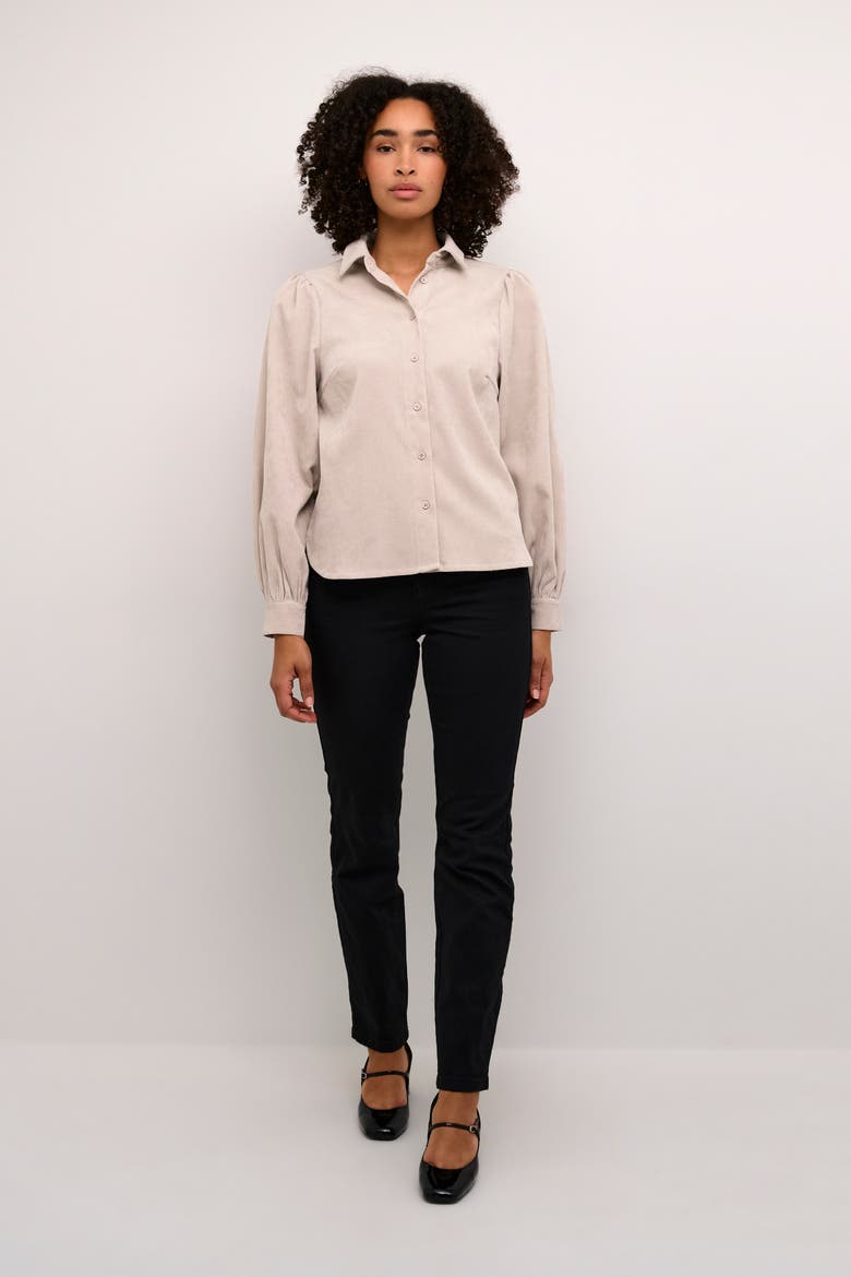 KAhermine Velvet Voluminous Sleeve Shirt, Alternate, color, Feather Gray C.
