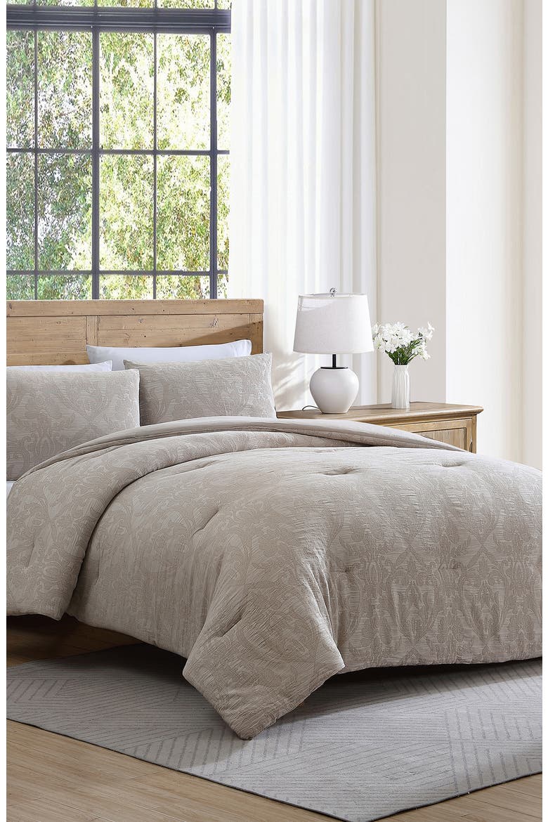 Camille Jacquard 3-Piece Comforter Set, Alternate, color, TAUPE