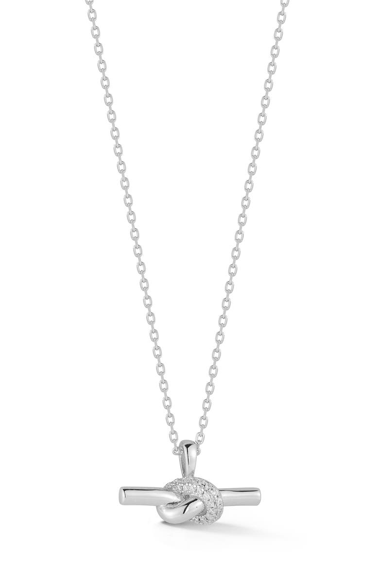 Love Knot Cubic Zirconia Pendant Necklace, Main, color, SILVER