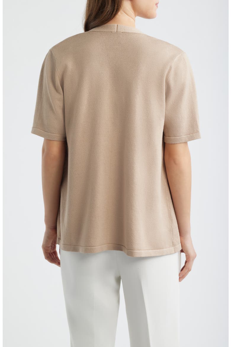 Newport Open Front Elbow Sleeve Cardigan, Alternate, color, LATTE