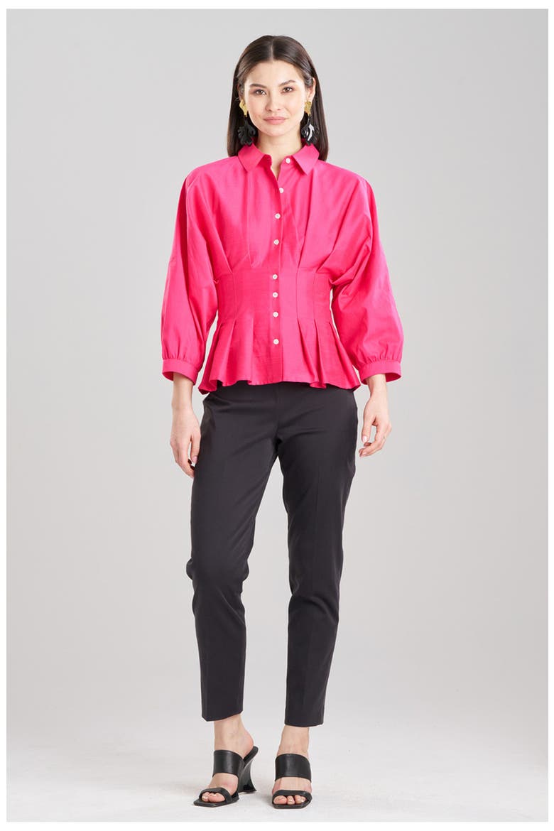 Cotton Silk Slub Pleated Shirt, Main, color, PINK