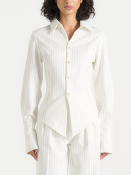 Manière De Voir Sonia Pinstripe Asymmetric Shirt
