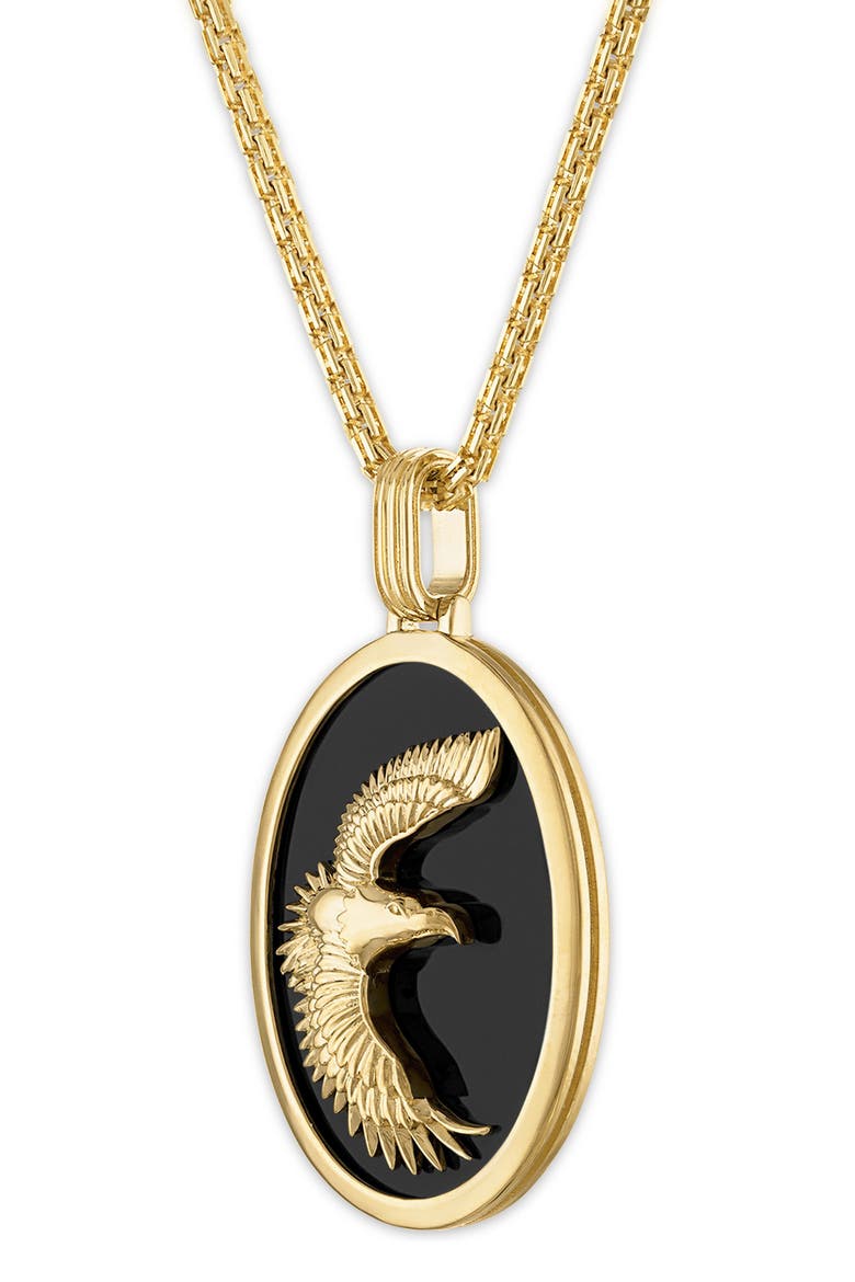 Men's Eagle Onyx Pendant Necklace, Alternate, color, SILVER