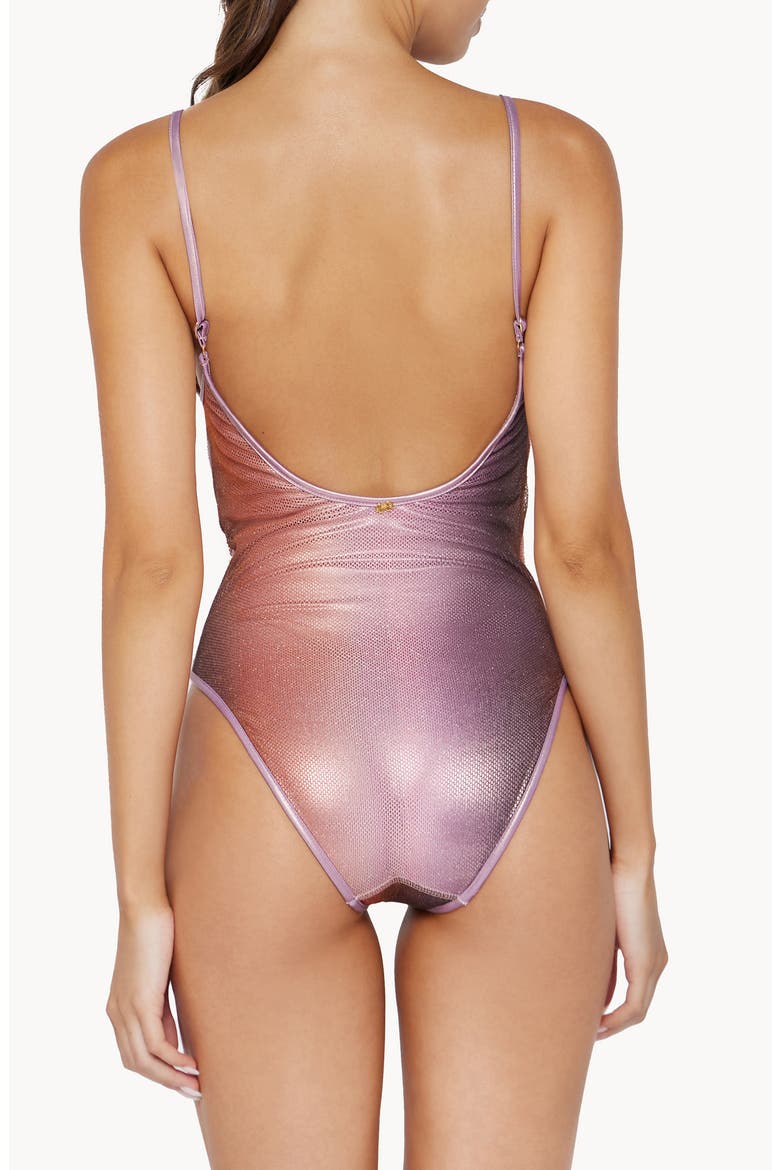 Metallic One-Piece Swimsuit, Alternate, color, VIOLET HAZE