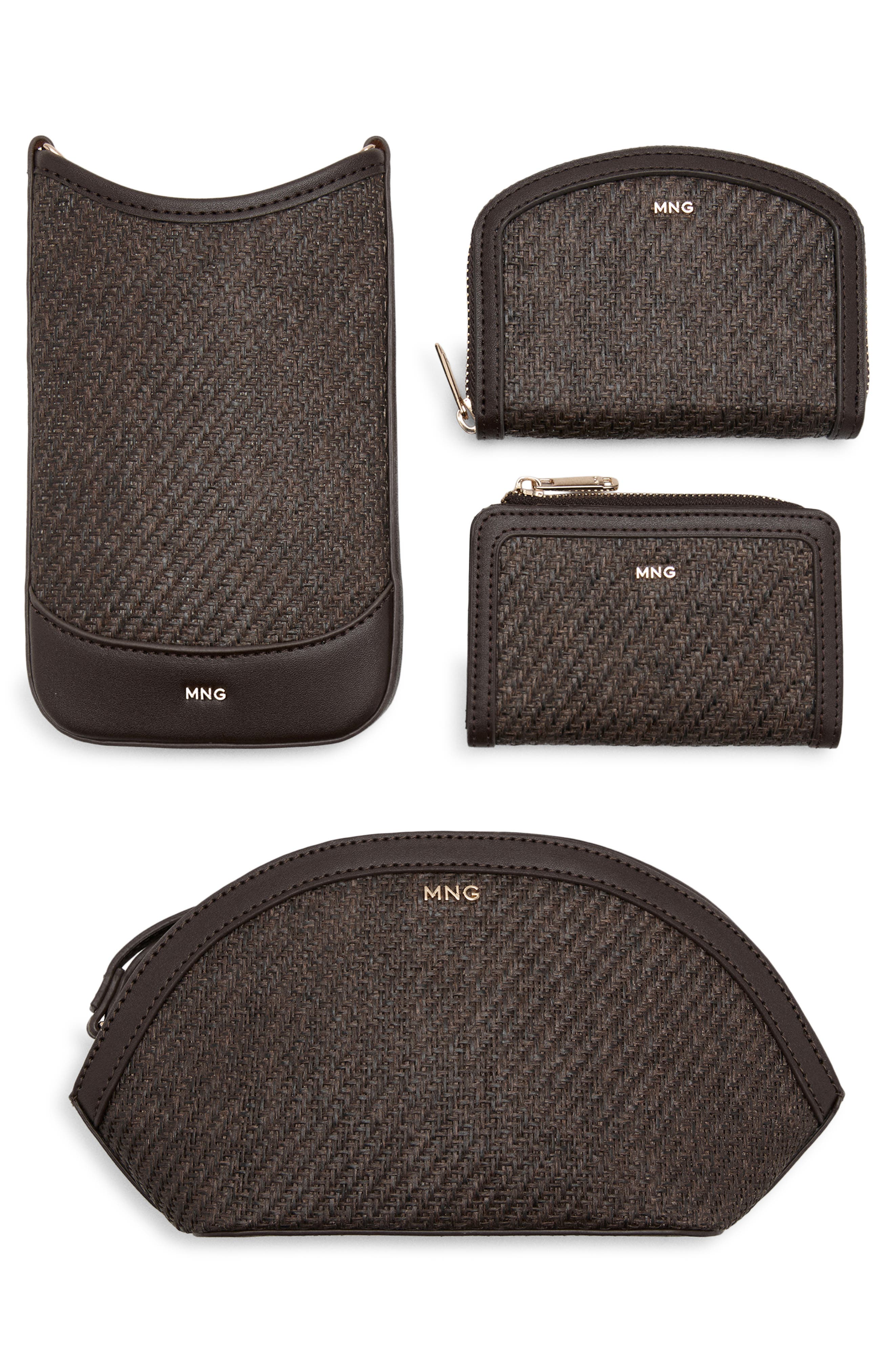 MANGO Natural Fiber Wristlet, Alternate, color, Chocolate