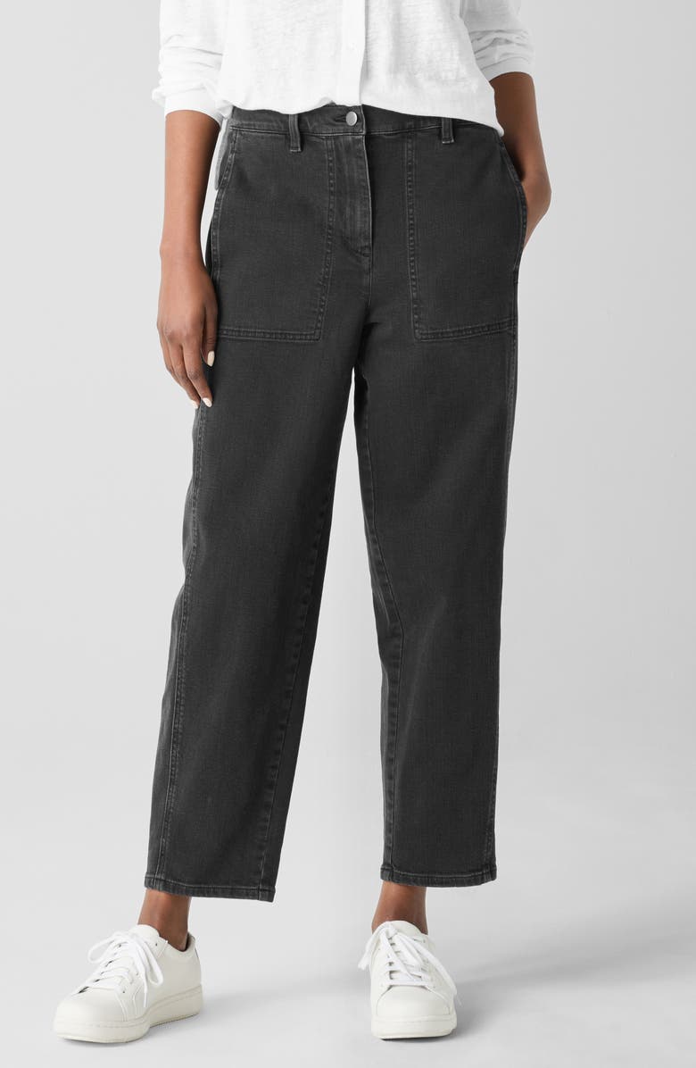 Eileen Fisher Ankle Lantern Jeans, Main, color, Black