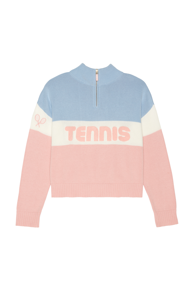 Ellsworth + Ivey Madison Quarter-Zip Sweater Tennis Colorblock, Main, color, Blue / Pink