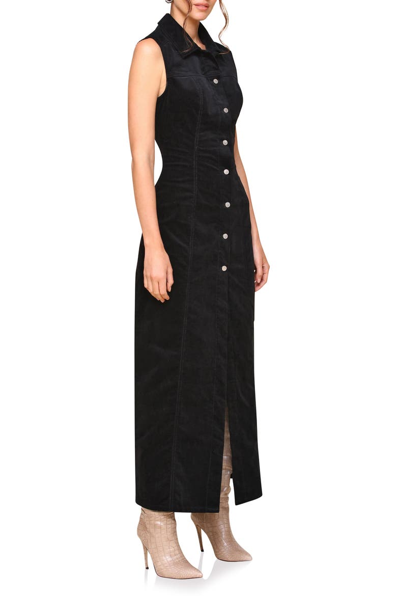 Sleeveless Corduroy Maxi Shirtdress, Alternate, color, BLACK