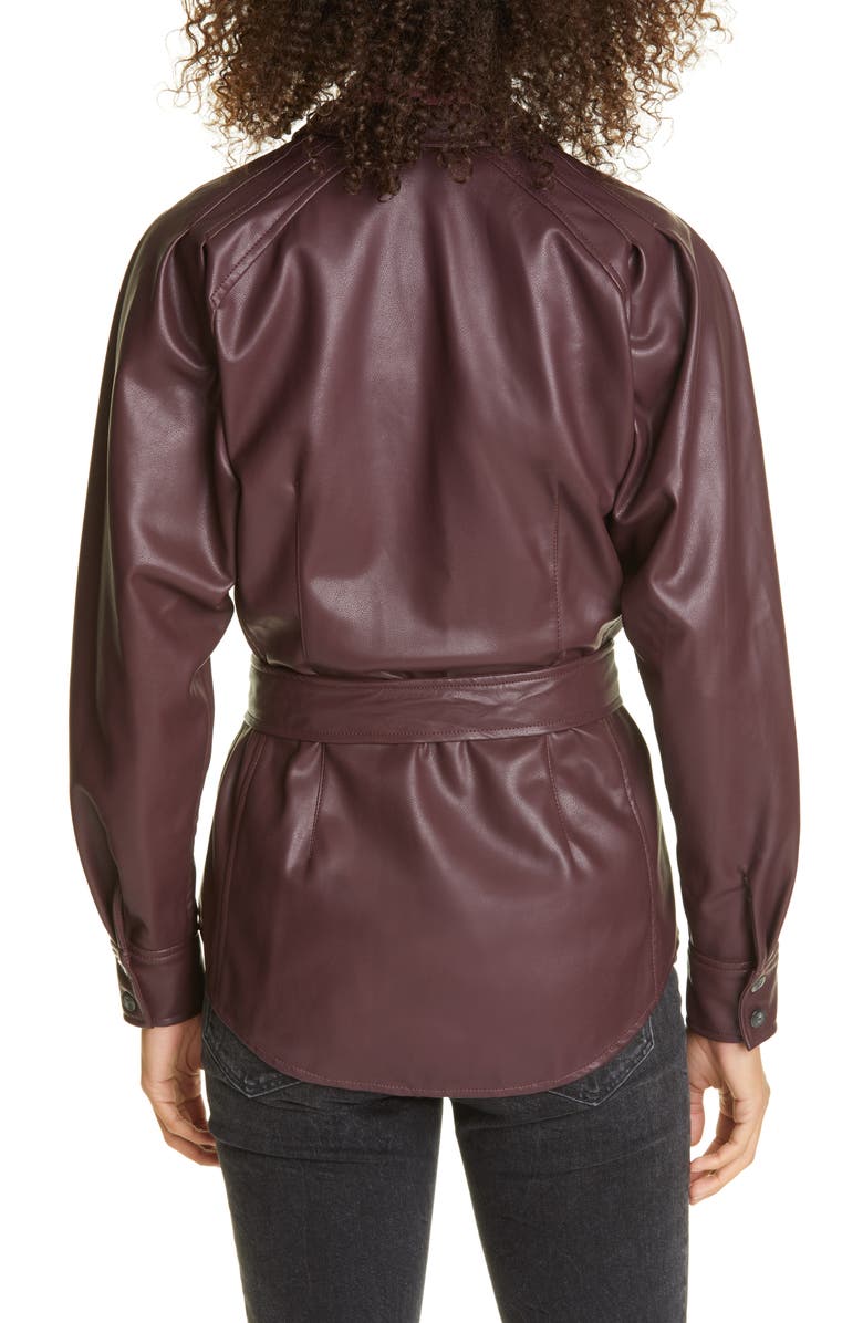 Rebecca Taylor Faux Leather Belted Jacket, Alternate, color, 
