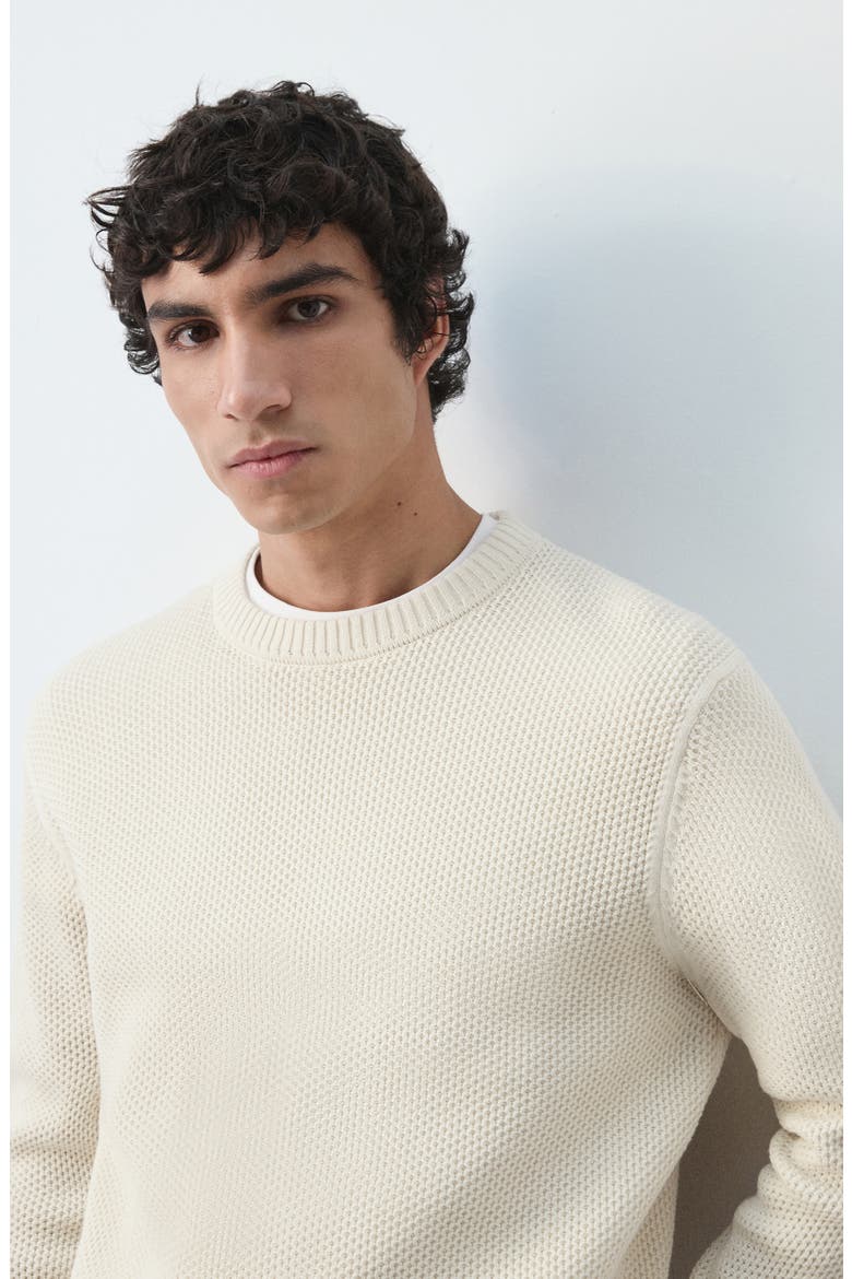 Crewneck Cotton Blend Sweater, Alternate, color, ECRU