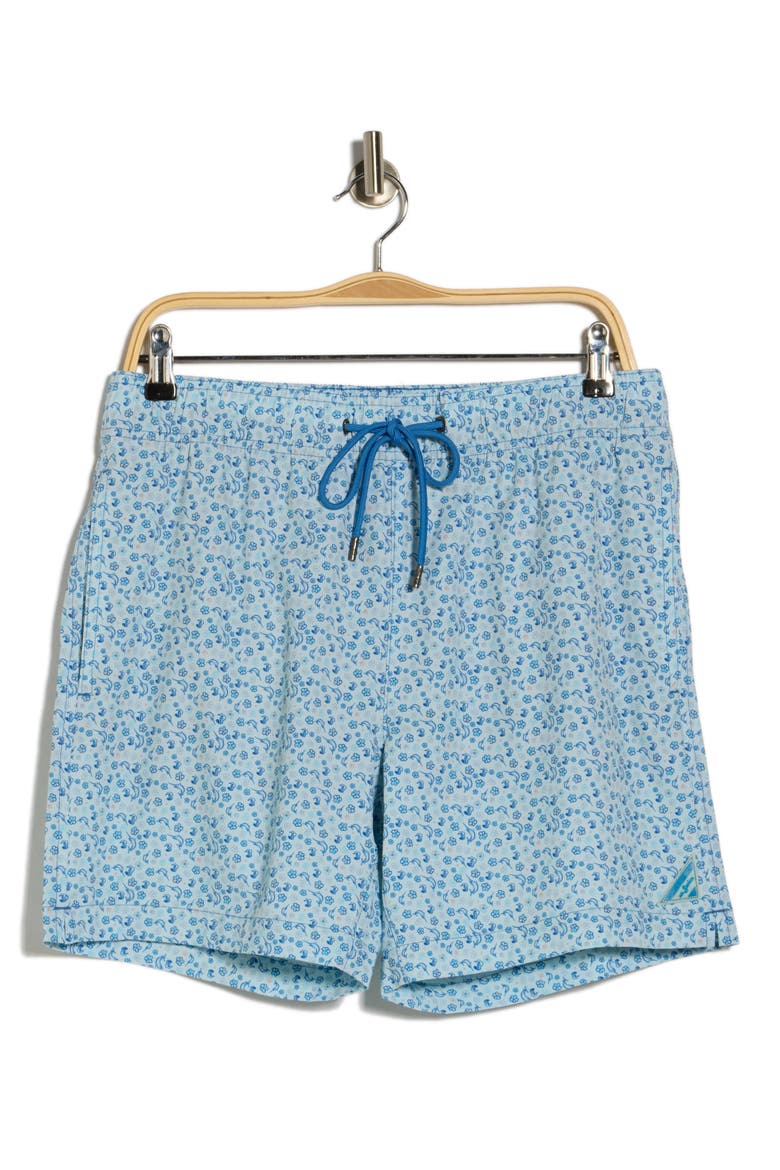 Floral Sea Swim Trunks, Alternate, color, LIGHT BLUE
