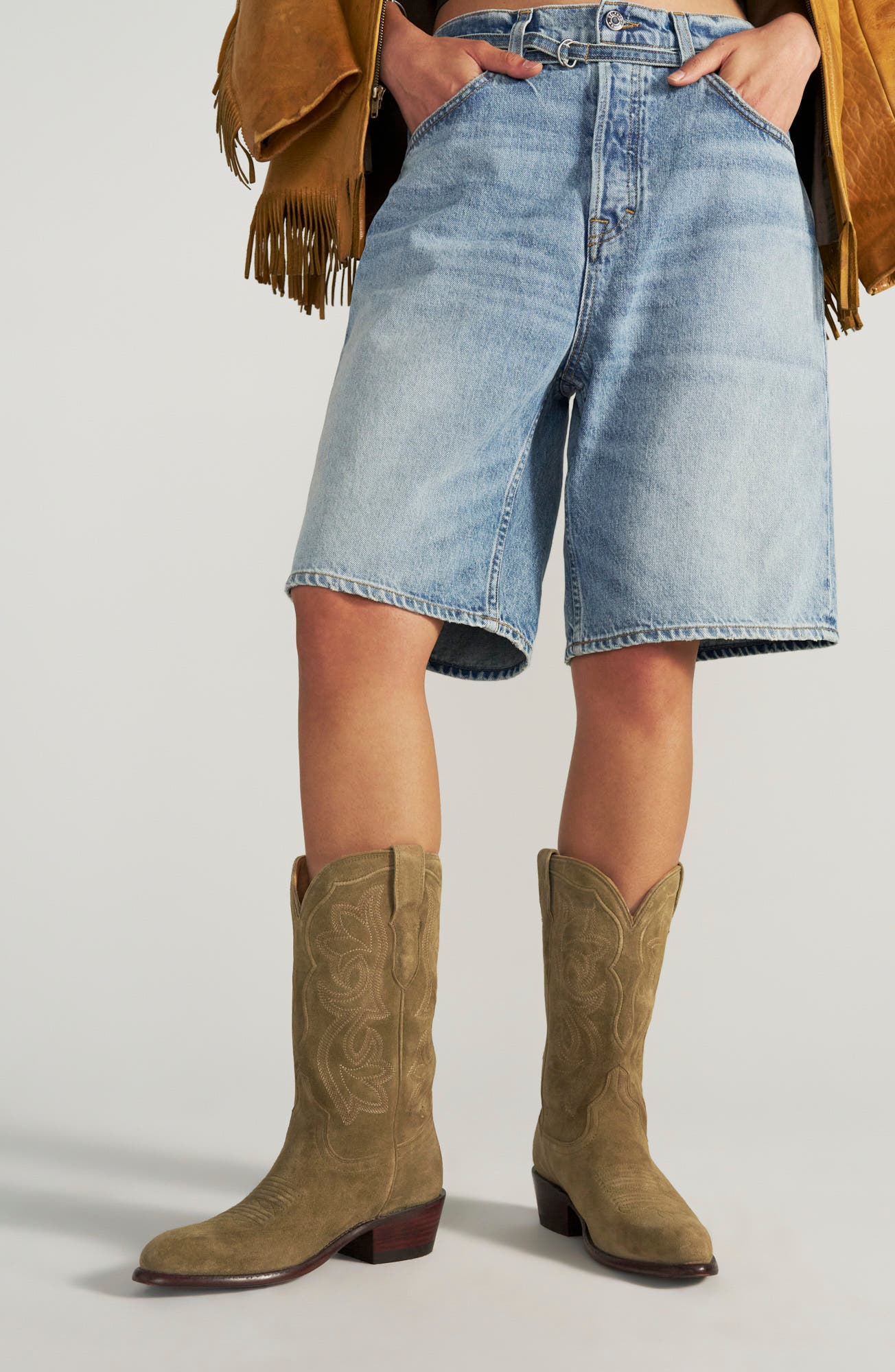 The Jamie Crossroad Cowboy Boot, Alternate, color, OLIVEWOOD
