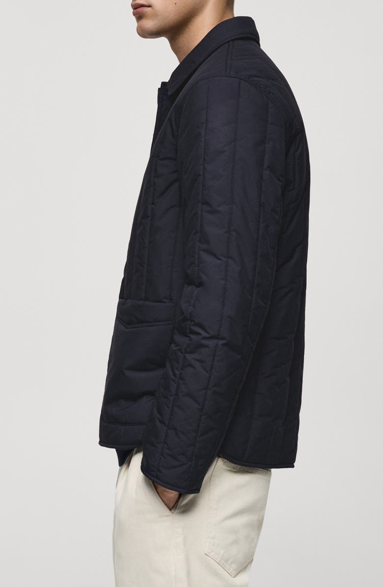 MANGO Quilted Water Repellent Jacket, Alternate, color, Dark Navy