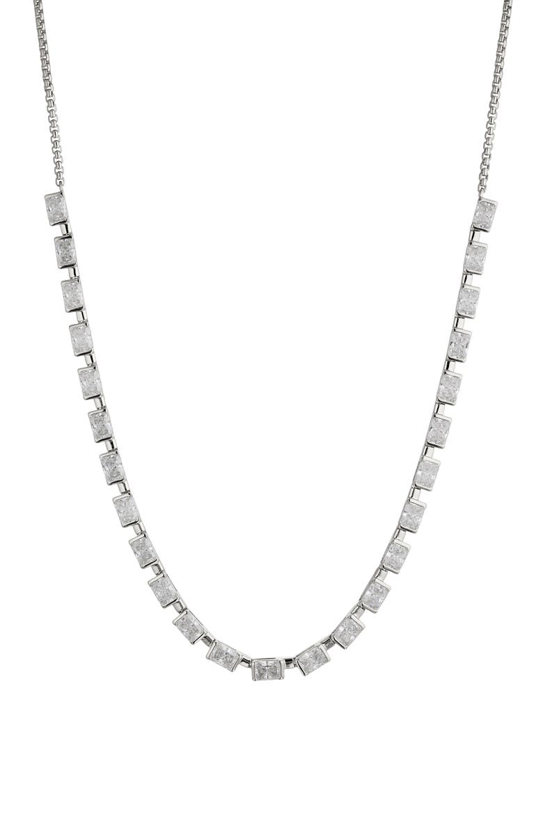 Chateau Cubic Zirconia Tennis Necklace, Main, color, RHODIUM
