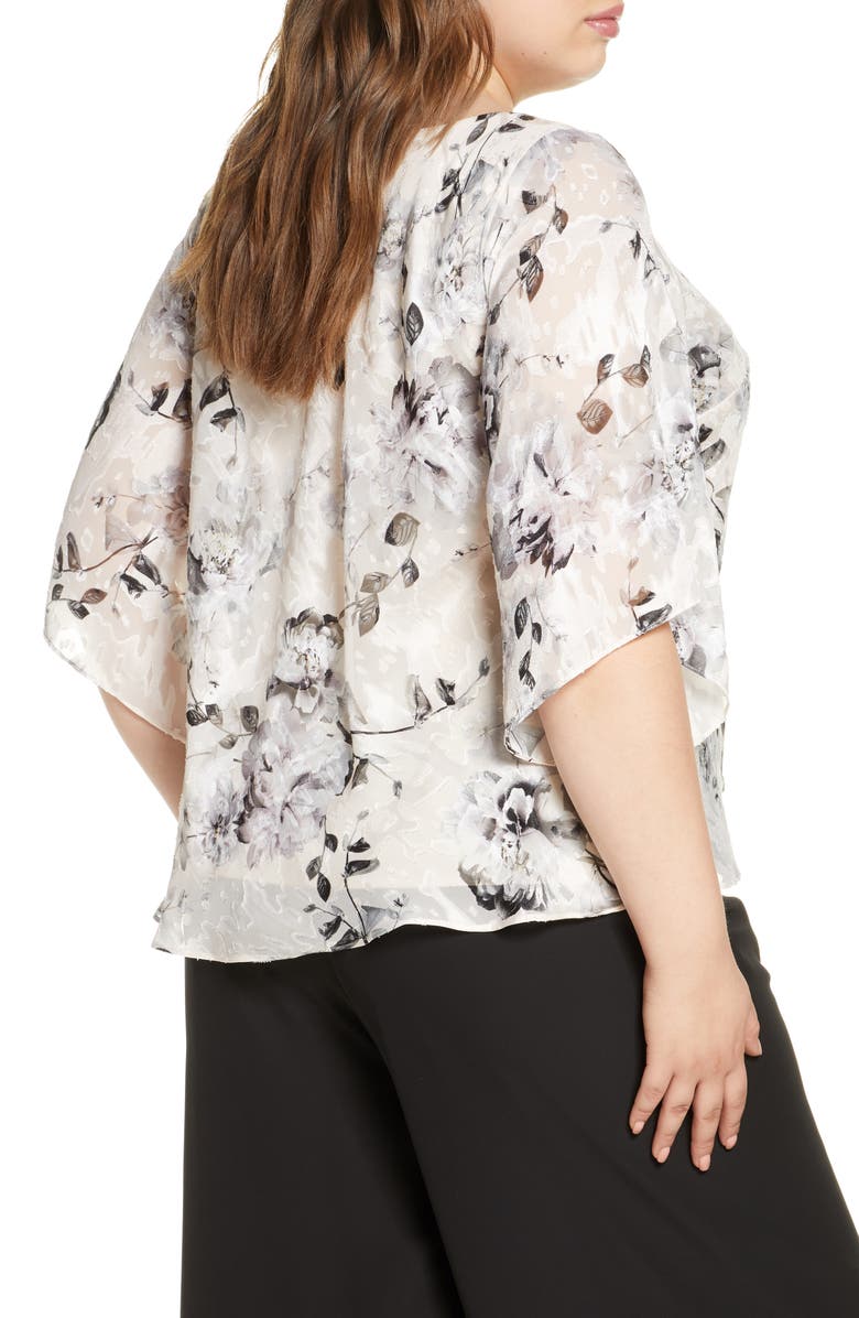 Alex Evenings Floral Burnout Chiffon Top, Alternate, color,