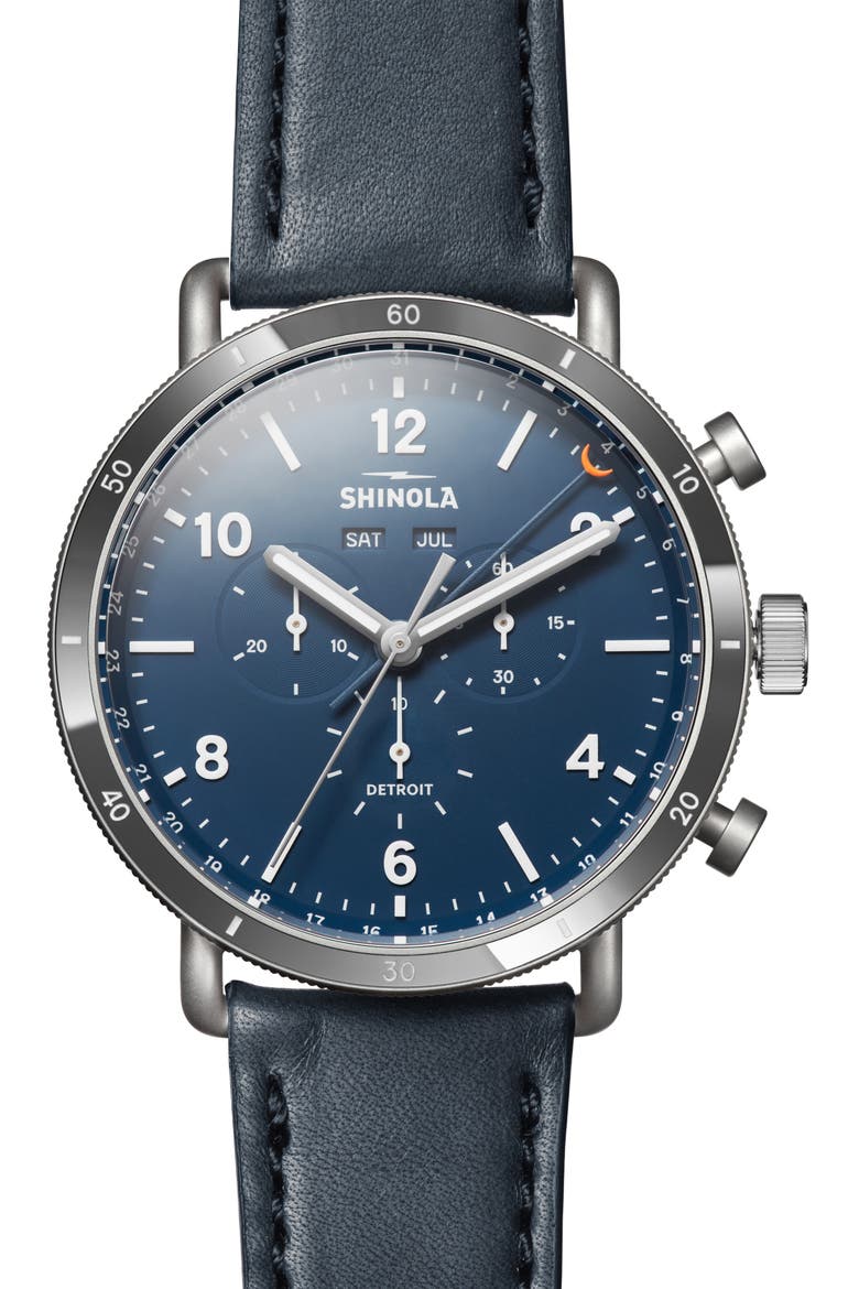 カルドハイム　バンドル Canfield Sport Leather Strap Watch, 45mm (Men) | Nordstrom