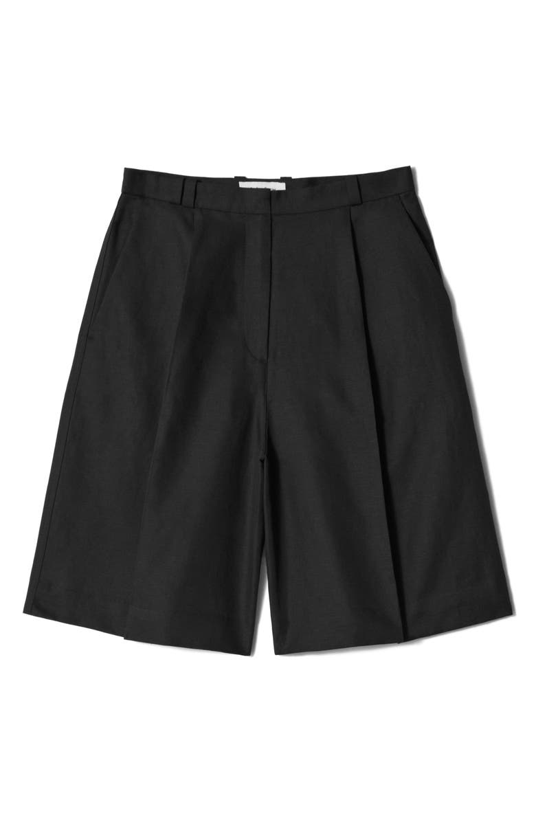 & Other Stories Cotton Blend Bermuda Shorts, Alternate, color, Black Dark