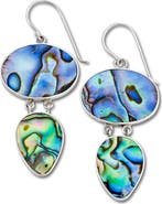 SAMUEL B. Sterling Silver Free Form Abalone Drop Earrings
