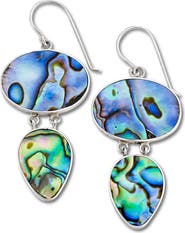 SAMUEL B. Sterling Silver Free Form Abalone Drop Earrings
