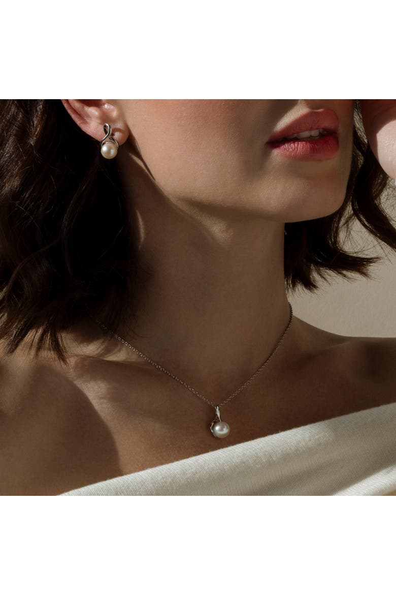 White Freshwater Pearl Infinity Pendant & Earring Set, Alternate, color, White Pearls